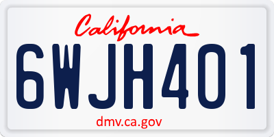 CA license plate 6WJH401