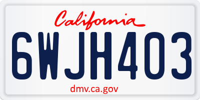 CA license plate 6WJH403