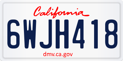CA license plate 6WJH418