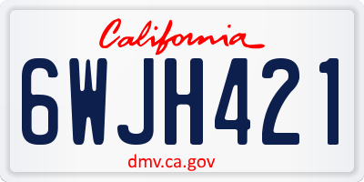 CA license plate 6WJH421