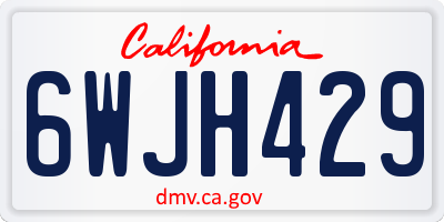 CA license plate 6WJH429