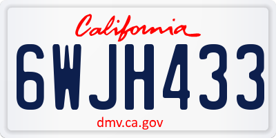 CA license plate 6WJH433