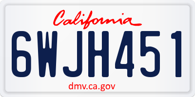 CA license plate 6WJH451