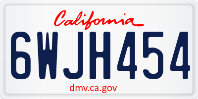 CA license plate 6WJH454