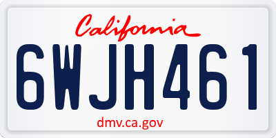 CA license plate 6WJH461