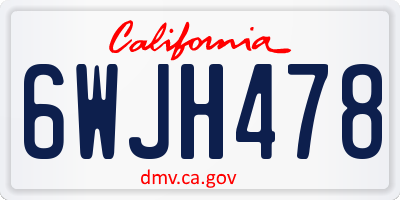 CA license plate 6WJH478