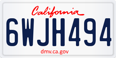 CA license plate 6WJH494