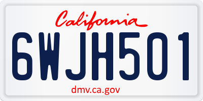 CA license plate 6WJH501