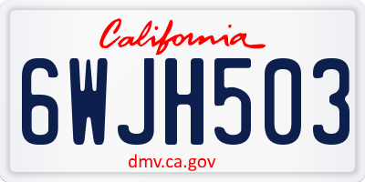 CA license plate 6WJH503