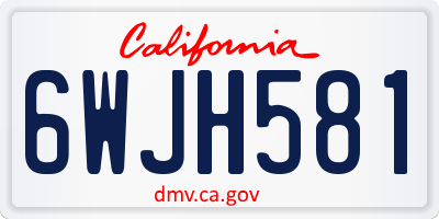 CA license plate 6WJH581