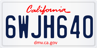 CA license plate 6WJH640