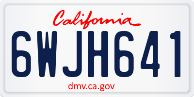 CA license plate 6WJH641