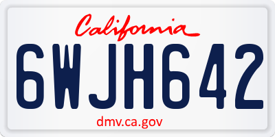 CA license plate 6WJH642