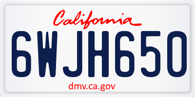 CA license plate 6WJH650