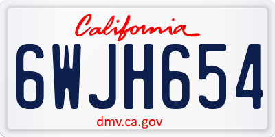 CA license plate 6WJH654