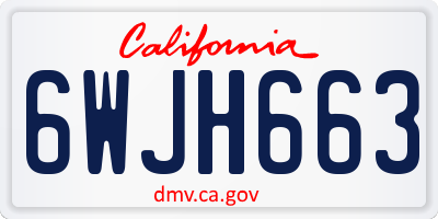 CA license plate 6WJH663