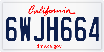 CA license plate 6WJH664