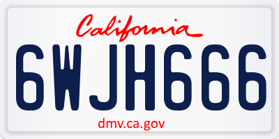 CA license plate 6WJH666