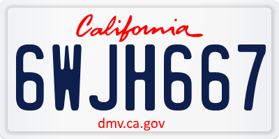 CA license plate 6WJH667