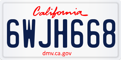 CA license plate 6WJH668