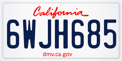 CA license plate 6WJH685
