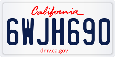 CA license plate 6WJH690