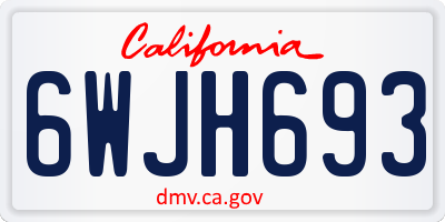 CA license plate 6WJH693
