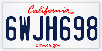 CA license plate 6WJH698