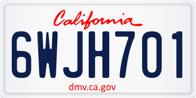 CA license plate 6WJH701