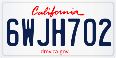CA license plate 6WJH702