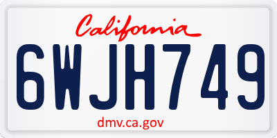 CA license plate 6WJH749