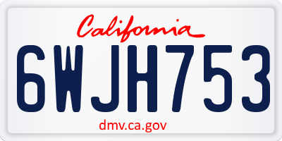 CA license plate 6WJH753