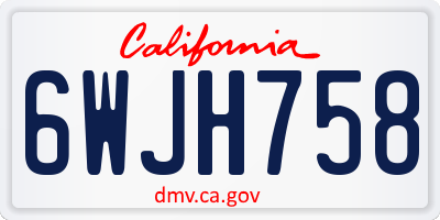 CA license plate 6WJH758