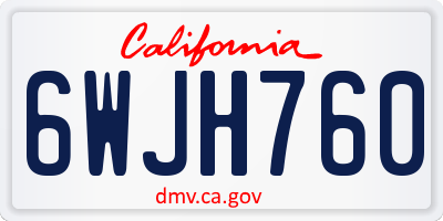 CA license plate 6WJH760