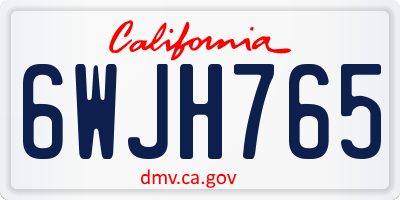 CA license plate 6WJH765