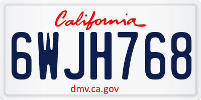 CA license plate 6WJH768