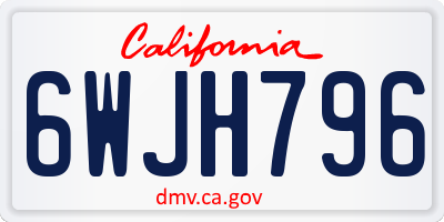 CA license plate 6WJH796