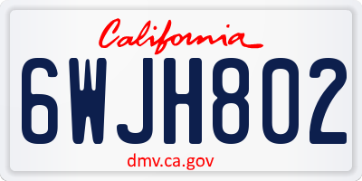 CA license plate 6WJH802