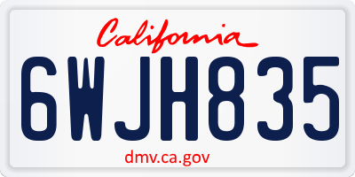 CA license plate 6WJH835
