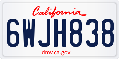CA license plate 6WJH838