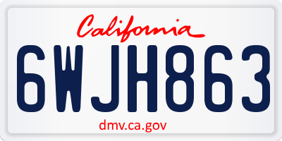 CA license plate 6WJH863