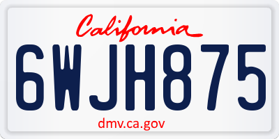 CA license plate 6WJH875