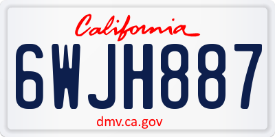 CA license plate 6WJH887