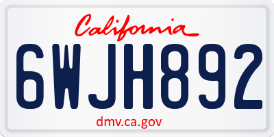 CA license plate 6WJH892