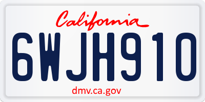 CA license plate 6WJH910