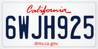 CA license plate 6WJH925