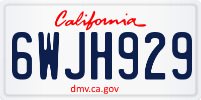 CA license plate 6WJH929