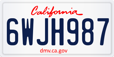 CA license plate 6WJH987