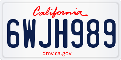 CA license plate 6WJH989