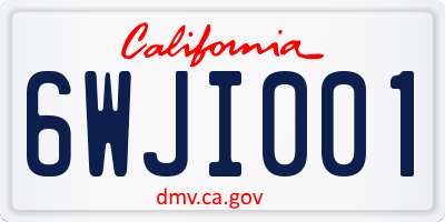 CA license plate 6WJI001